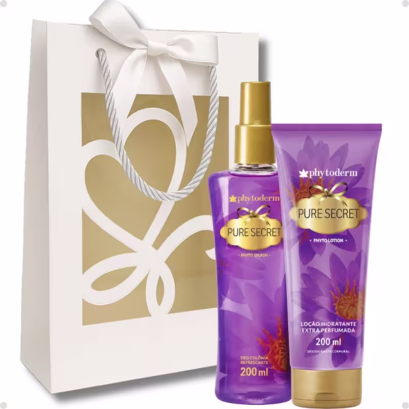 Kit Phytoderm Pure Secret: Body Splash Colônia, Hidratante e Sacola