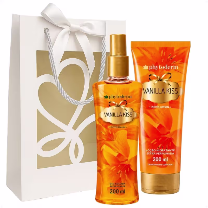 Kit Presente Phytoderm Vanilla Kiss: Body Splash Colônia, Hidratante