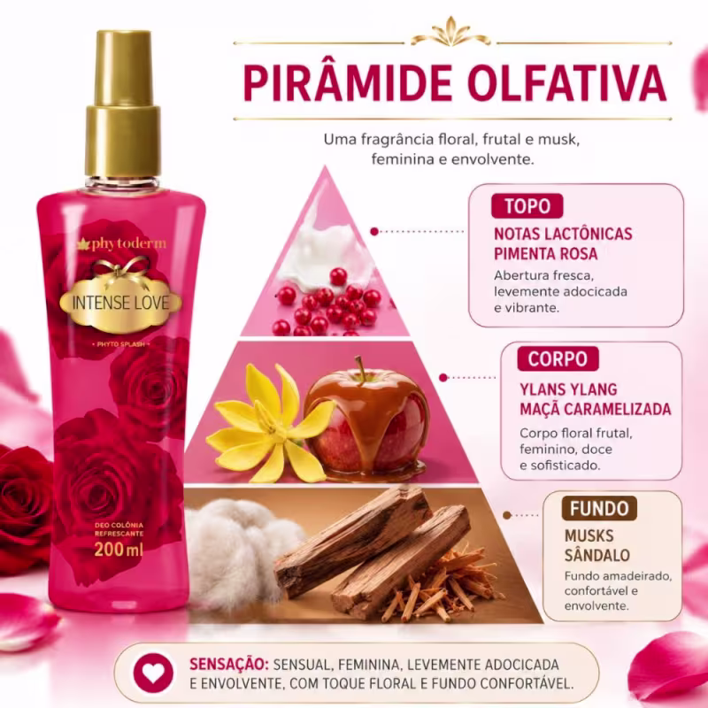 Kit Phytoderm Intense Love: 3 Body Spash Deo Colônia 200ml