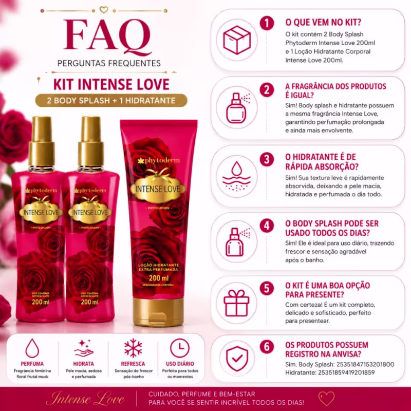Kit Phytoderm Intense Love: 2 Body Splash Leve 1 Hidratante