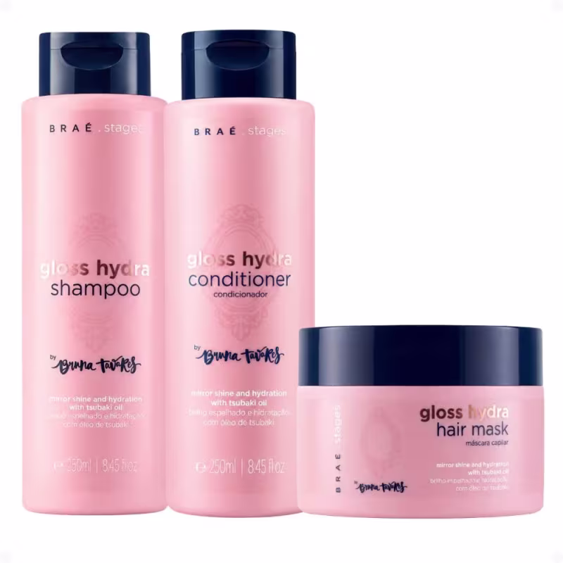 Kit Braé Stages by Bruna Tavares Gloss Hydra: Shampoo, Condicionador e Máscara
