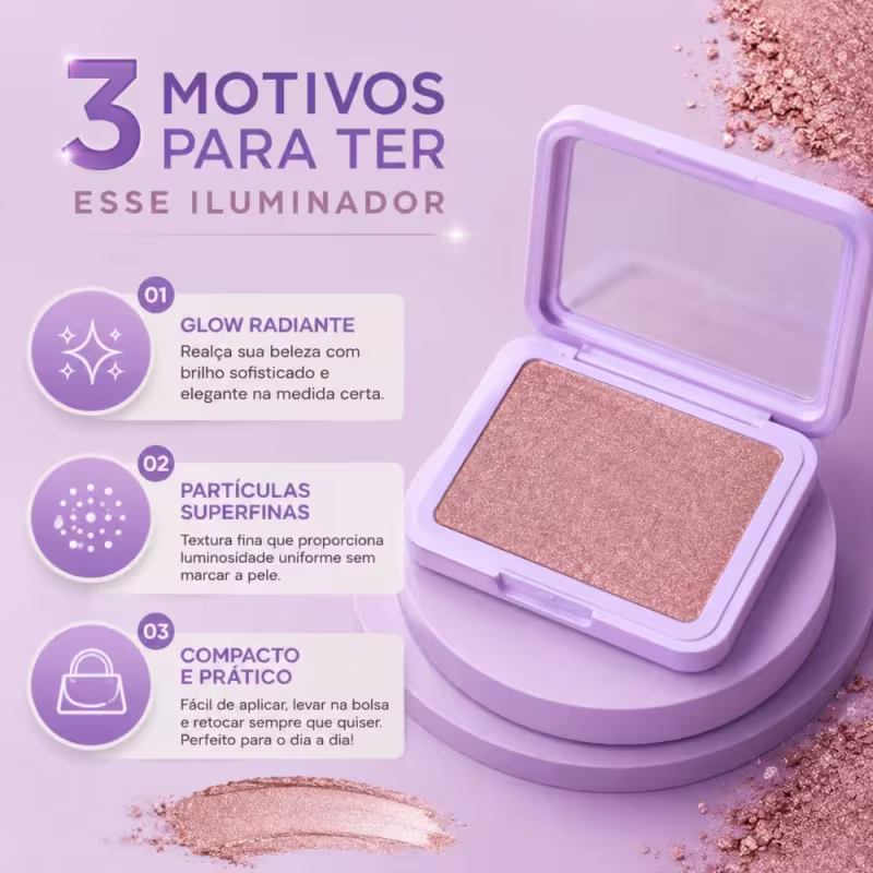 Iluminador Compacto Ruby Rose Mood Fine Light Efeito Radiante Mfl06 Hb-m703-6