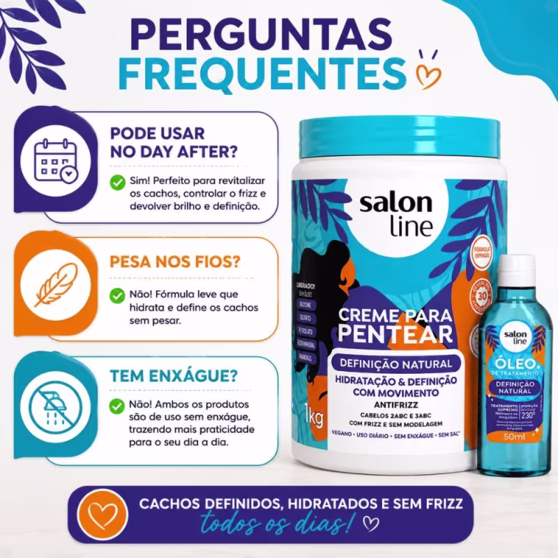 Kit Salon Line Definição Natural: Creme Para Pentear 1kg e Óleo Capilar 50ml