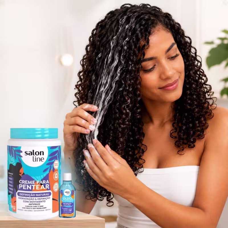 Kit Salon Line Definição Natural: Creme Para Pentear 1kg e Óleo Capilar 50ml