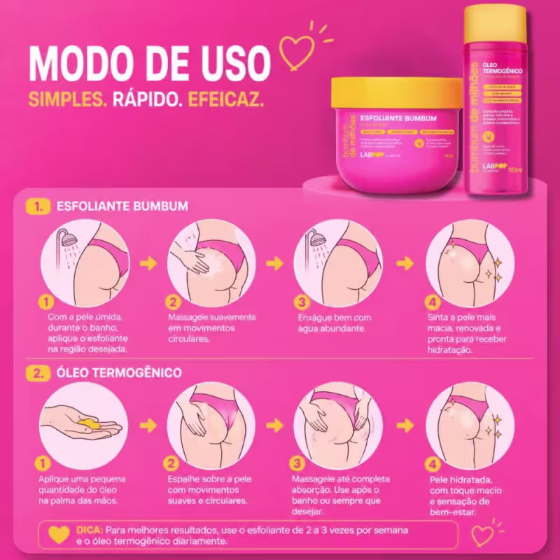 Kit LabPop by Labotrat Bumbum de Milhões: Esfoliante BumBum 240g e Óleo Termogênico 110ml