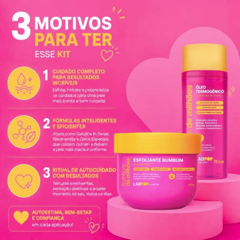 Kit LabPop by Labotrat Bumbum de Milhões: Esfoliante BumBum 240g e Óleo Termogênico 110ml