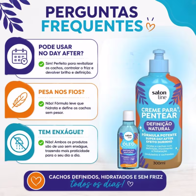 Kit Salon Line Definição Natural: Creme Para Pentear 300ml e Óleo Capilar 50ml