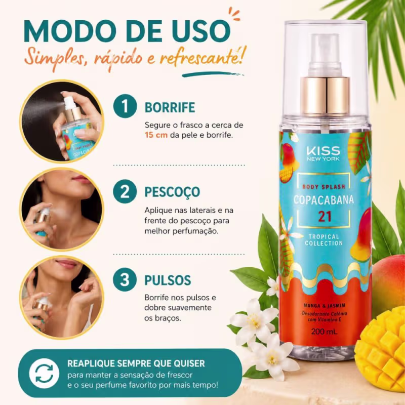 Body Splash Kiss Ny Tropical Collection Copacabana 21 Manga & Jasmin 200ml