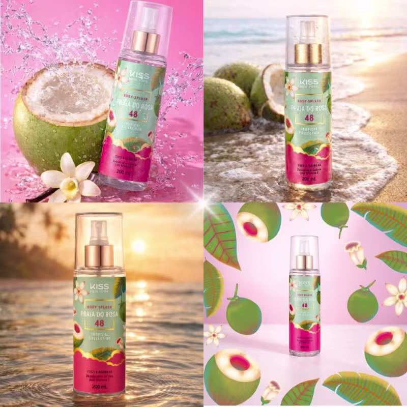Body Splash Kiss Ny Tropical Collection Praia Do Rosa 48 Coco & Baunilha 200ml