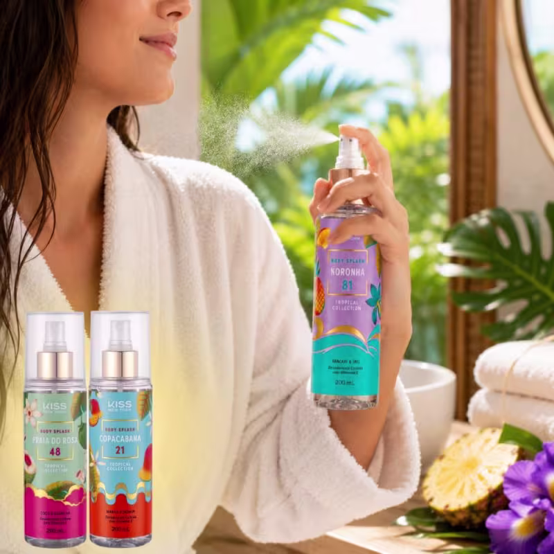 Kit Kiss Ny Body Splash Tropical Collection: Copacabana, Praia Do Rosa e Noronha 200ml