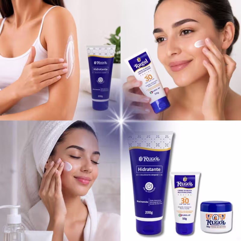 Kit Rugol: Hidratante Corporal, Creme Fps30 e Creme de Beleza