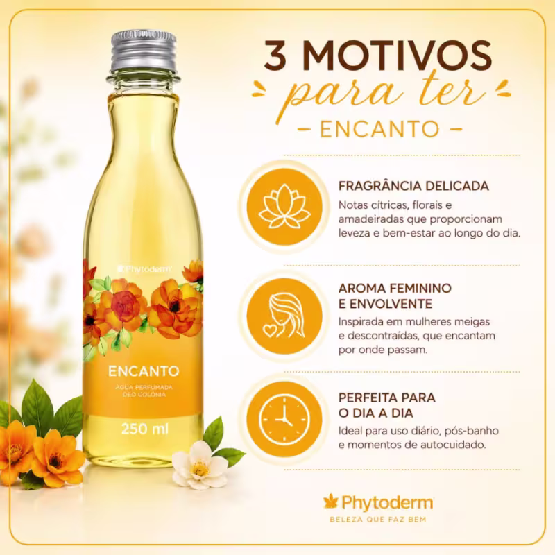 Água Perfumada Deo Colônia Phytoderm Leve 3 Pague 2 Encanto 250ml