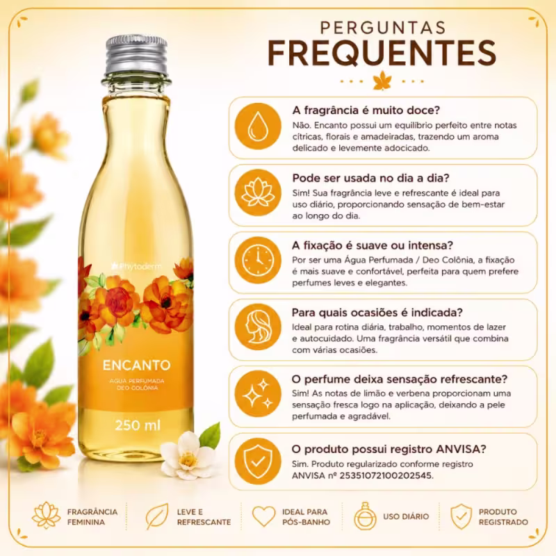 Água Perfumada Deo Colônia Phytoderm Leve 3 Pague 2 Encanto 250ml