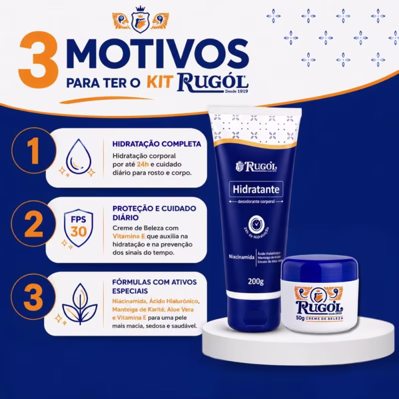 Kit Rugol: Hidratante Corporal 200g e Creme de Beleza 50g