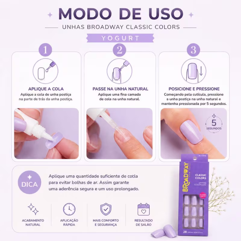 Unhas Postiças Kiss Ny Broadway Classic Colors Quadrado Curto Bco01b