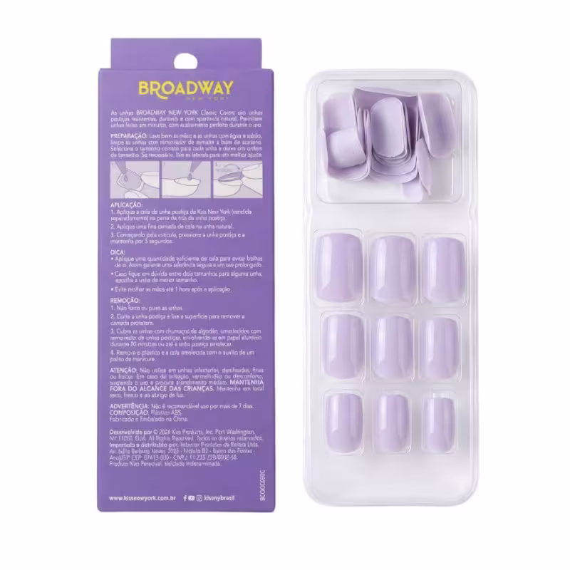Unhas Postiças Kiss Ny Broadway Classic Colors Quadrado Curto Bco01b