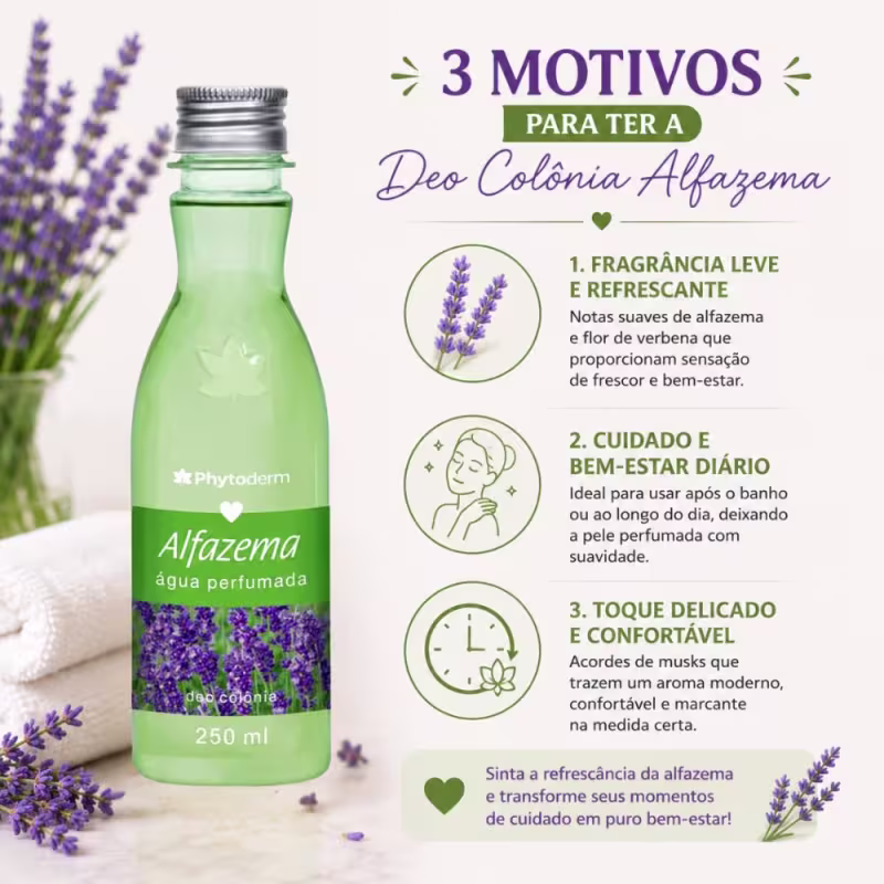 Kit Phytoderm Alfazema: 3 Águas Perfumadas Deo Colônia 250ml