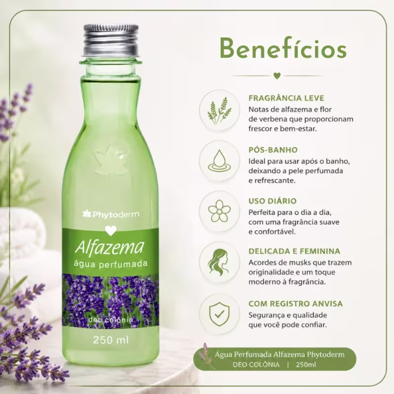 Kit Phytoderm Alfazema: 3 Águas Perfumadas Deo Colônia 250ml