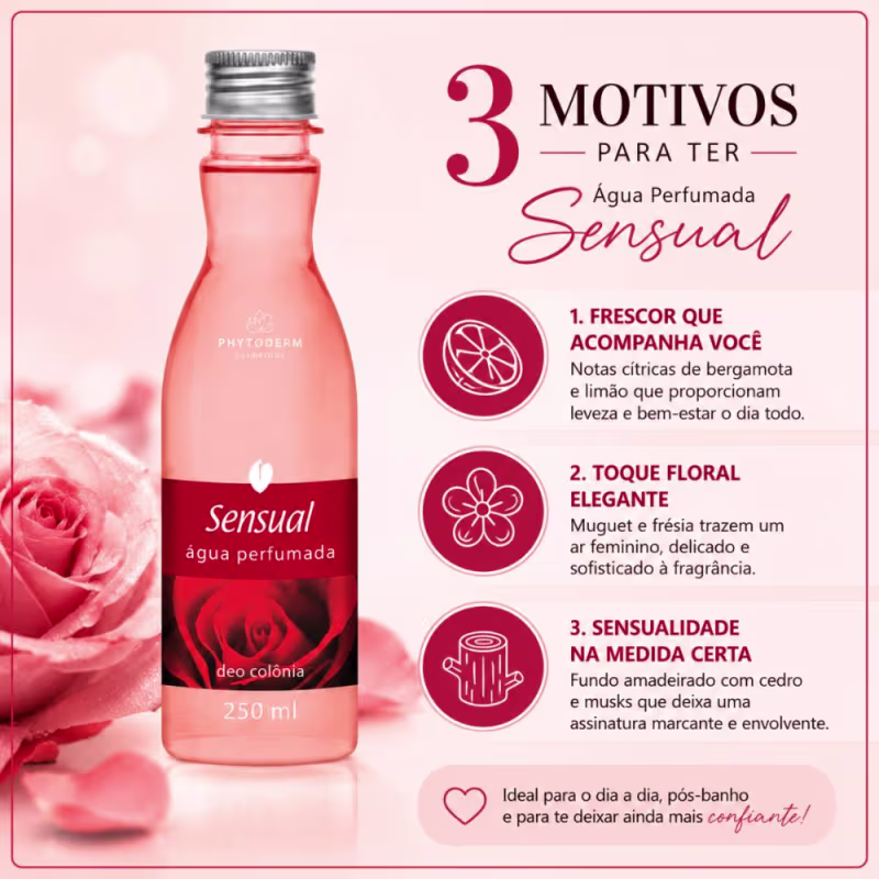Kit Phytoderm Sensual: 3 Águas Perfumadas Deo Colônia 250ml