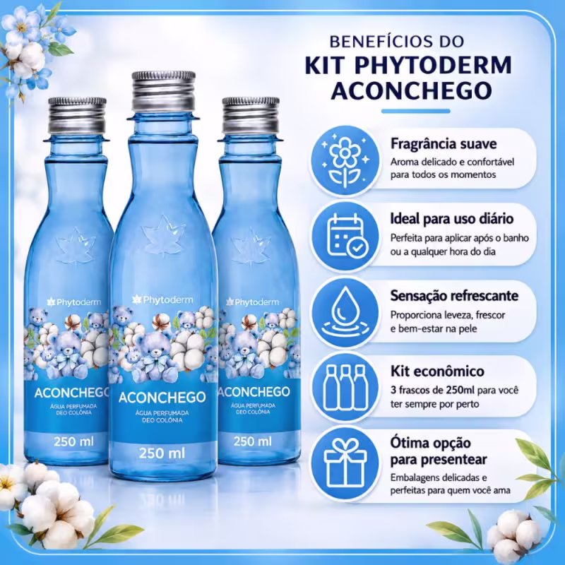 Kit Phytoderm Aconchego: 3 Águas Perfumadas Deo Colônia 250ml