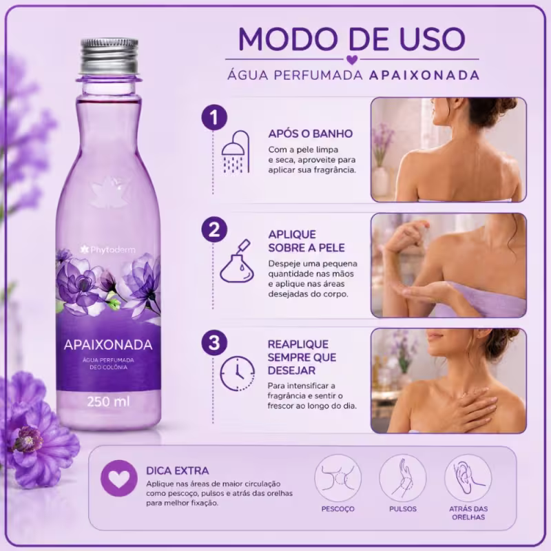 Kit Phytoderm Apaxonada: 3 Águas Perfumadas Deo Colônia 250ml