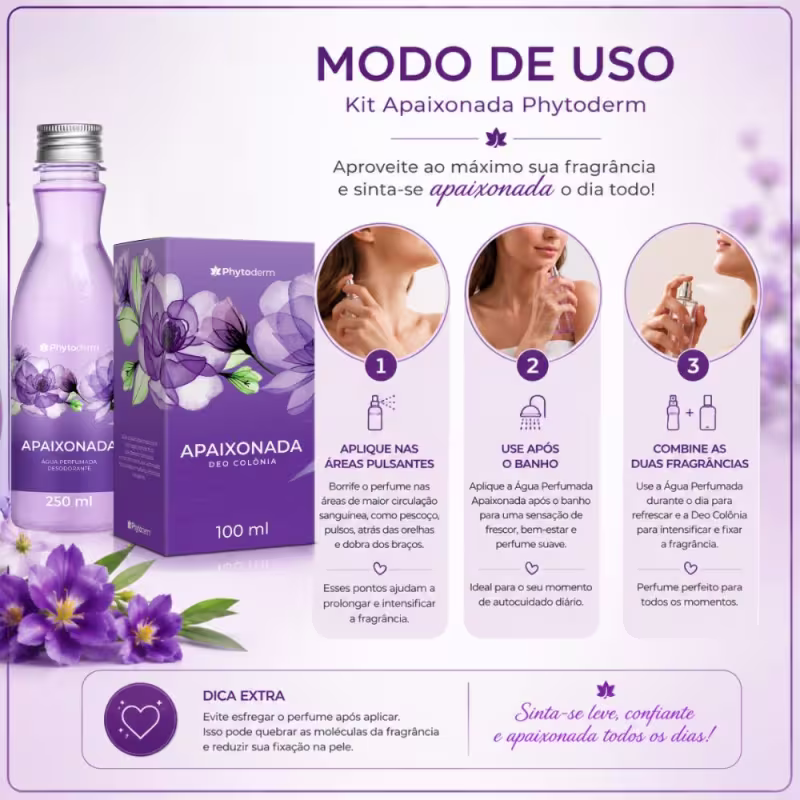 Kit Phytoderm Apaixonada: Água Perfumada 250ml e Deo Colonia 100ml