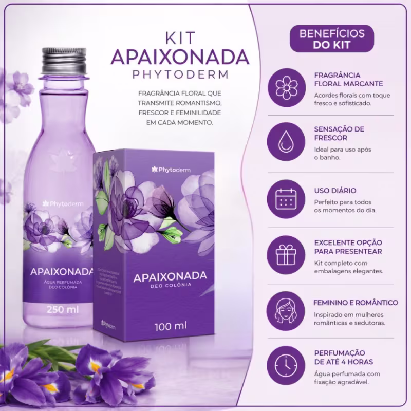 Kit Phytoderm Apaixonada: Água Perfumada 250ml e Deo Colonia 100ml