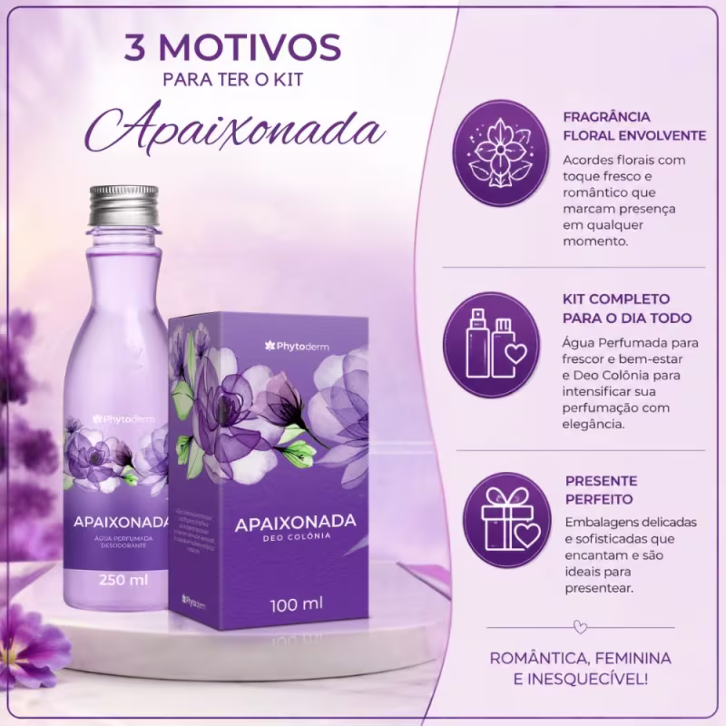 Kit Phytoderm Apaixonada: Água Perfumada 250ml e Deo Colonia 100ml