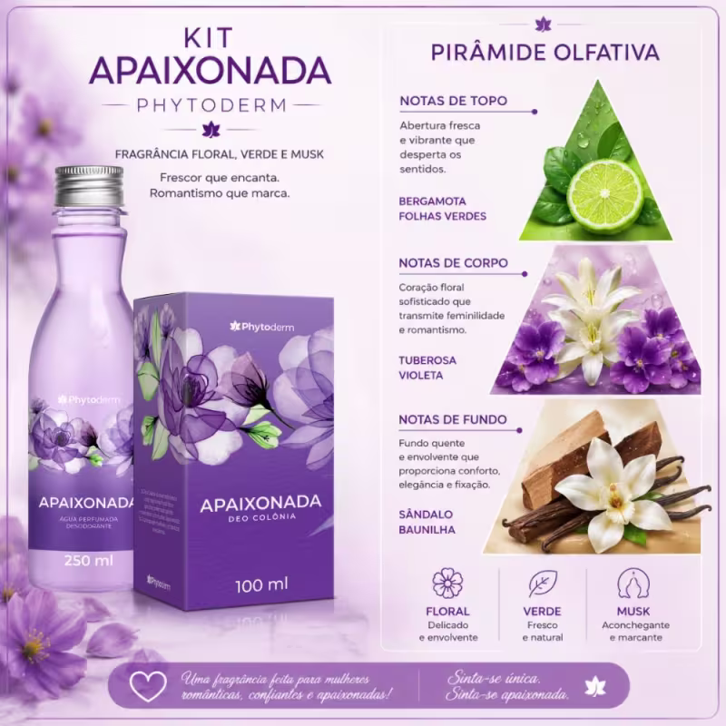 Kit Phytoderm Apaixonada: Água Perfumada 250ml e Deo Colonia 100ml