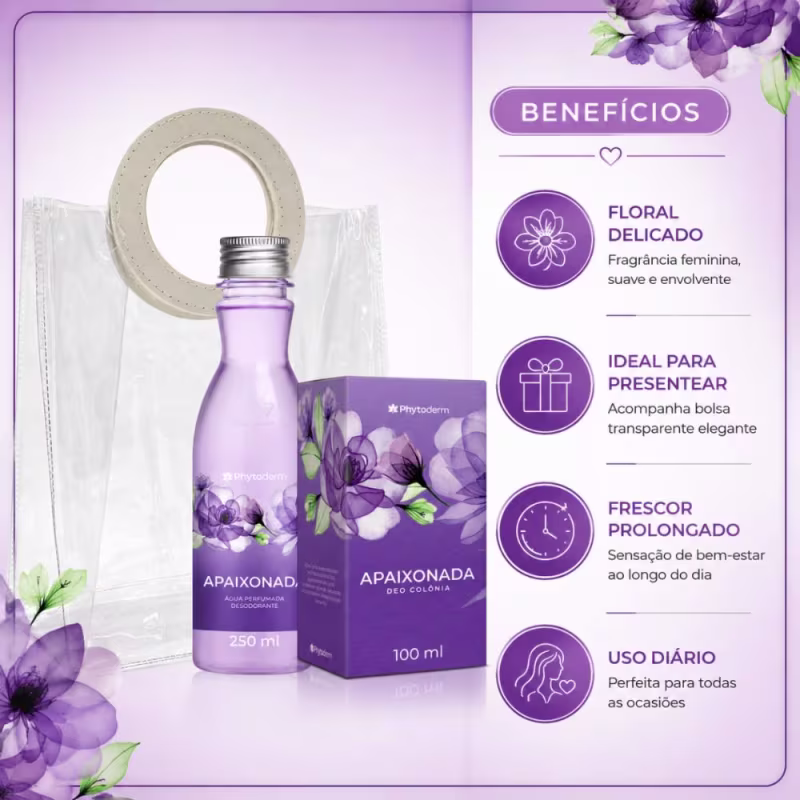Kit Presente Phytoderm Apaixonada: Água Perfumada 250ml e Deo Colonia 100ml
