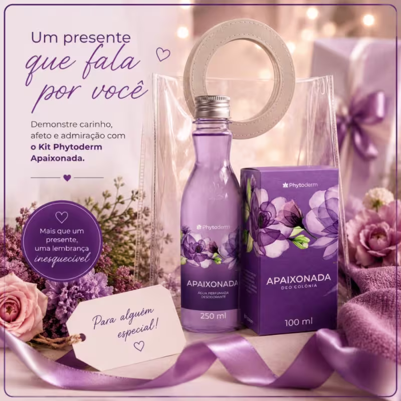 Kit Presente Phytoderm Apaixonada: Água Perfumada 250ml e Deo Colonia 100ml