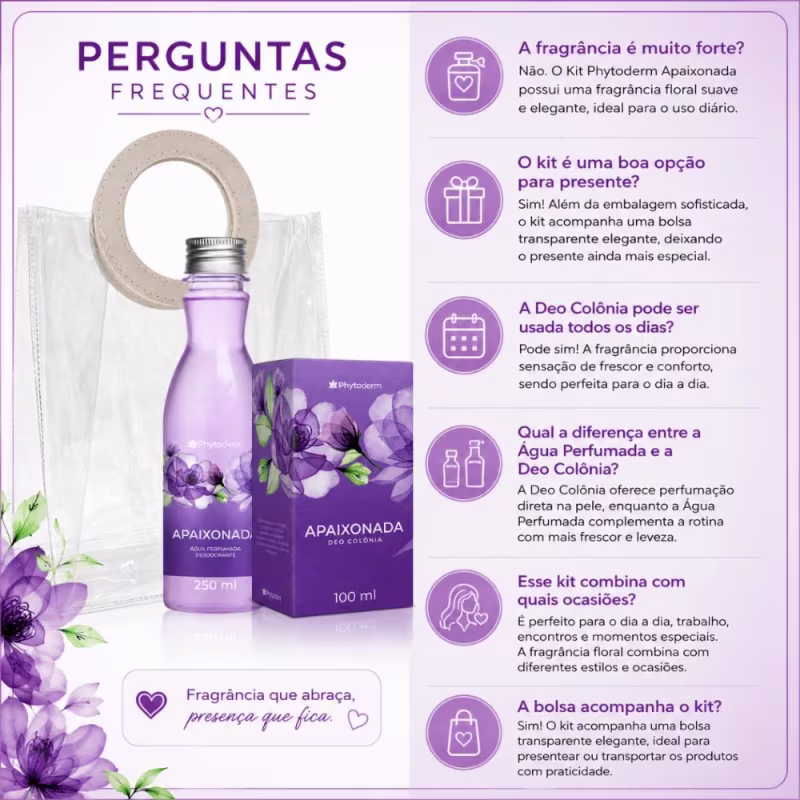 Kit Presente Phytoderm Apaixonada: Água Perfumada 250ml e Deo Colonia 100ml