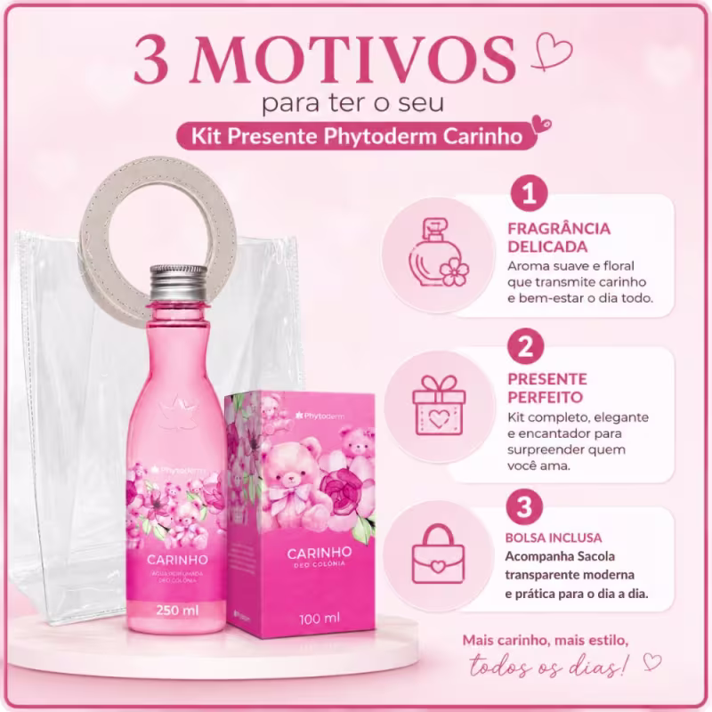 Kit Presente Phytoderm Carinho: Água Perfumada 250ml e Deo Colonia 100ml