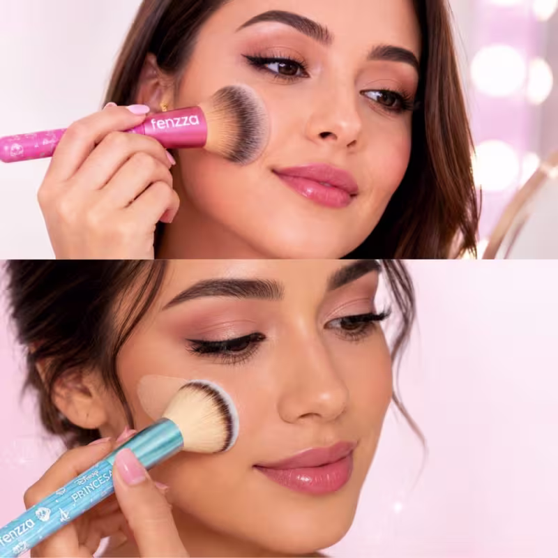 Kit Fenzza Disney Princesas: Pincel Para Base e Pó