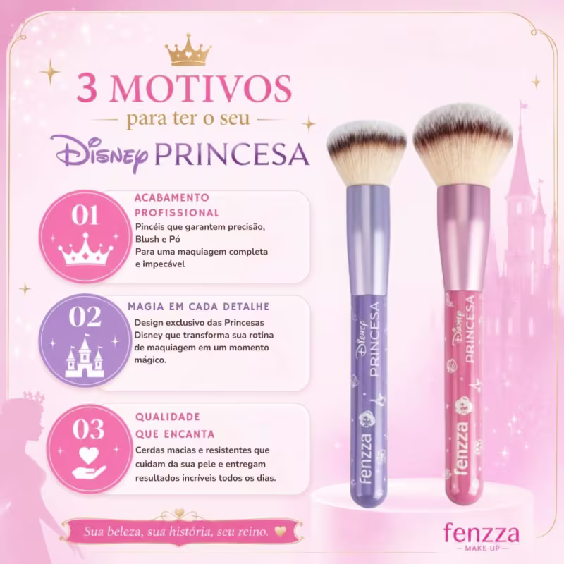 Kit Fenzza Disney Princesas: Pincel Para Blush e Pó