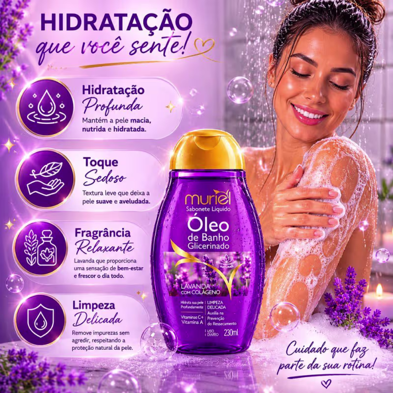 Sabonete Líquido Muriel Óleo De Banho Lavanda Com Colágeno 230ml