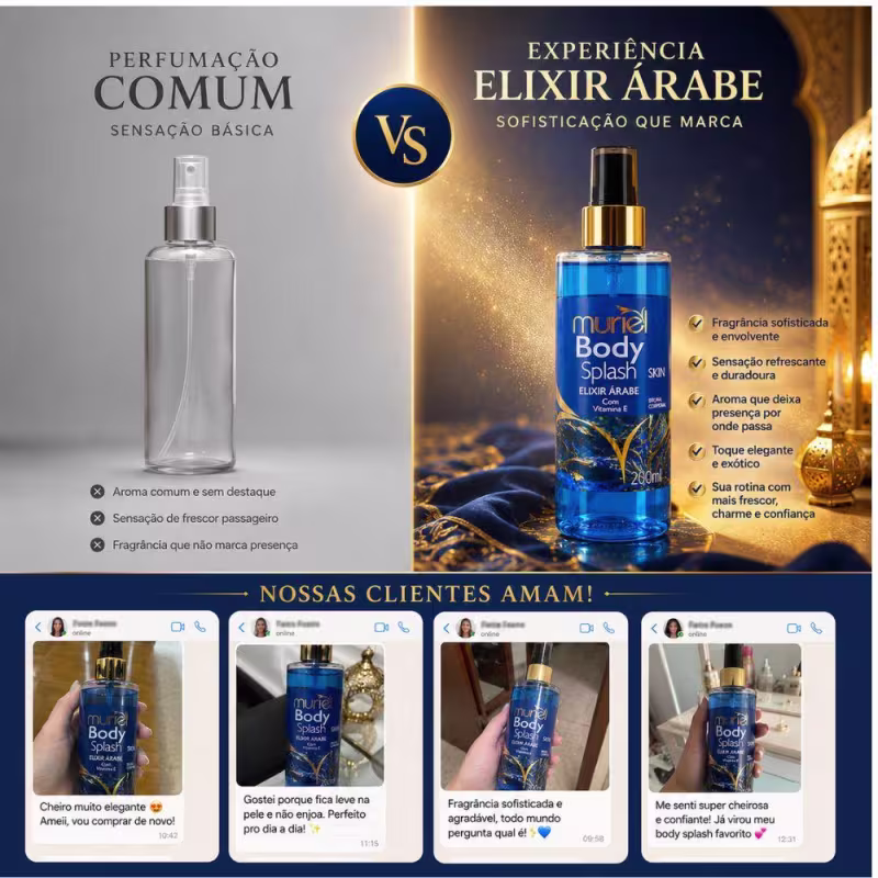 Body Splash Muriel Skin Elixir Árabe Com Vitamina E 200ml