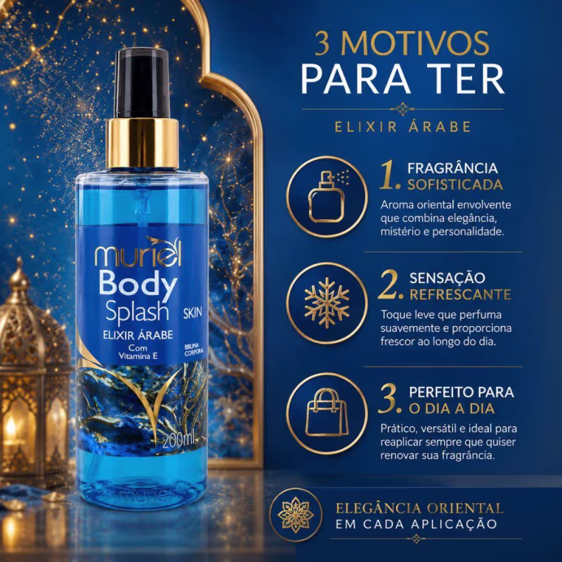 Body Splash Muriel Skin Elixir Árabe Com Vitamina E 200ml