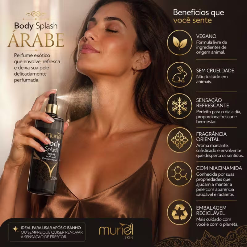 Body Splash Muriel Skin Árabe Com Niacinamida 200ml