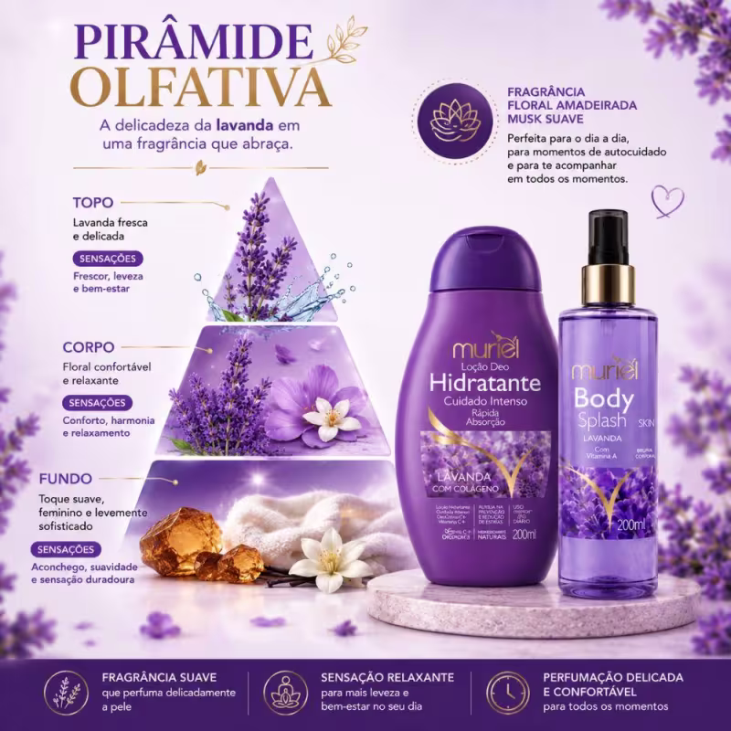 Kit Muriel Lavanda: Loção Deo Hidratante e Body Splash 200ml
