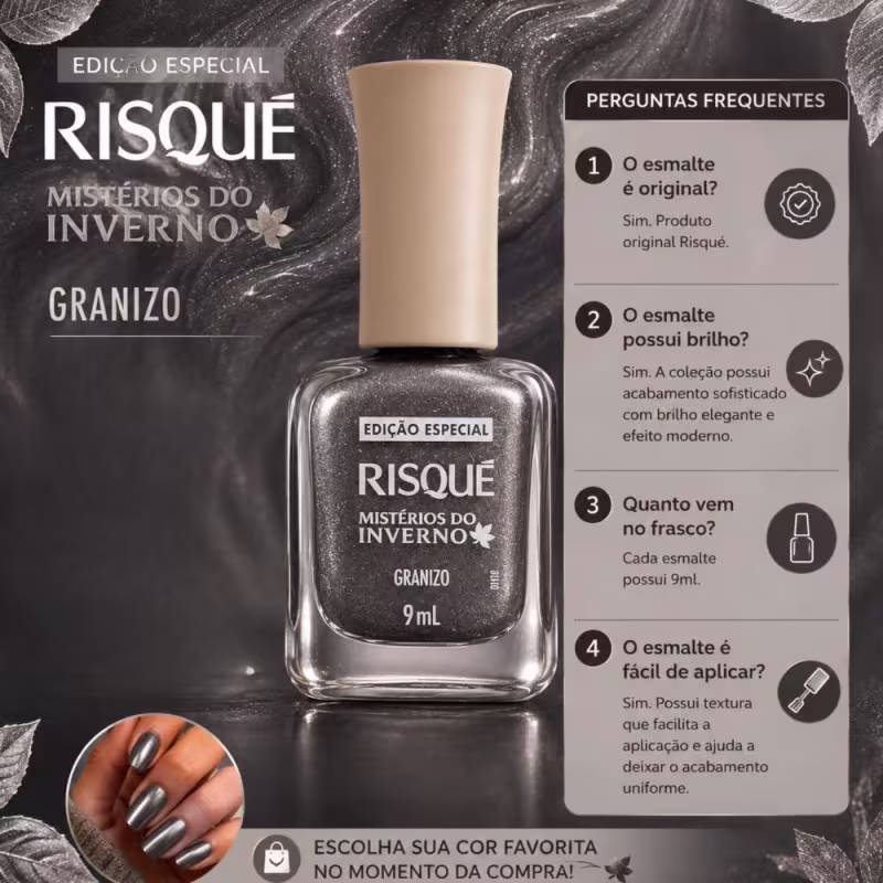 Esmalte Risqué Mistérios Do Inverno 9ml Granizo