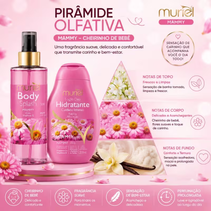 Kit Muriel Mammy: Body Splash e Loção Deo Hidratante 200ml