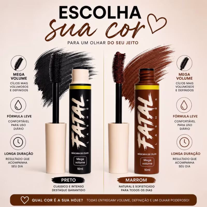 Máscara De Cílios Jasmyne Fatal Lashes Mega Volume 10ml Ref.: J0126 Preto