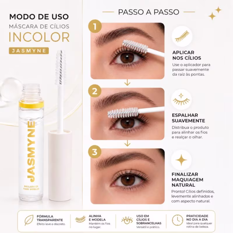 Máscara De Cílios Jasmyne Incolor 10ml Ref.: J0127