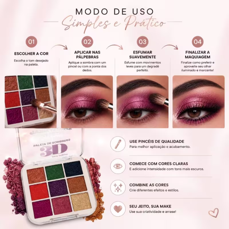 Paleta De Sombras 3D Jasmyne Ultra Brilho Ref.: J0131