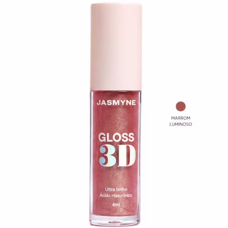 Gloss Labial 3D Jasmyne Ultra Brilho 4ml Ref.: J0133 Marrom Luminoso