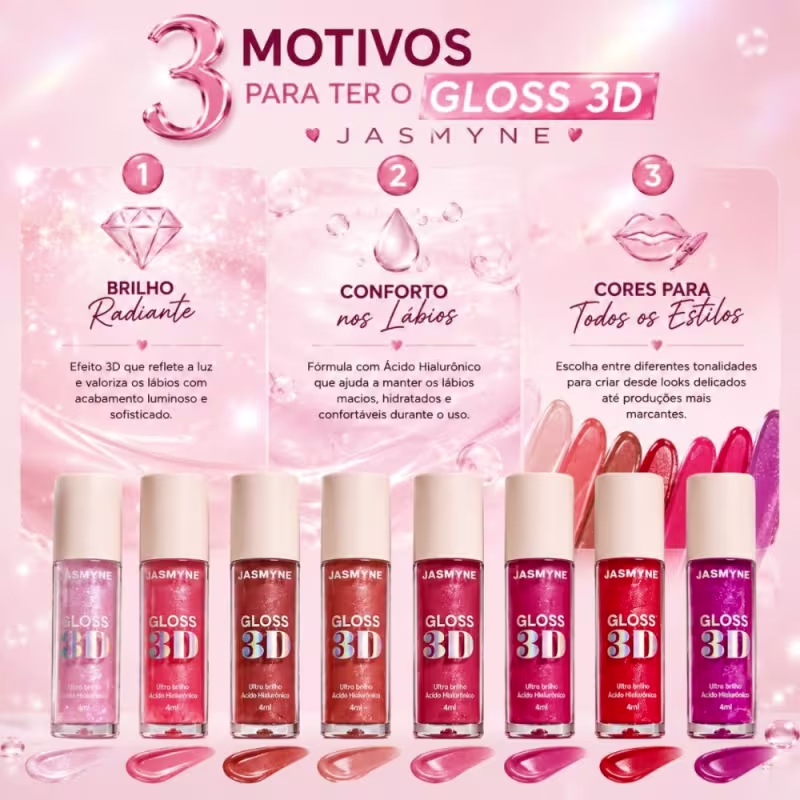 Gloss Labial 3D Jasmyne Ultra Brilho 4ml Ref.: J0133 Nude Radiante