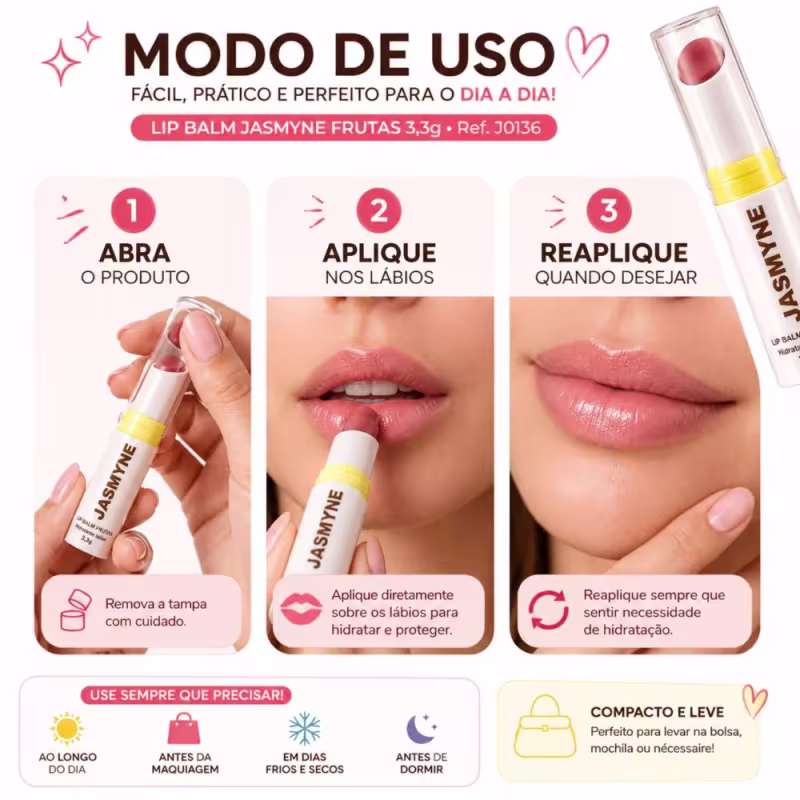 Lip Balm Jasmyne Hidratante Labial Frutas Ref.: J0136  Cereja