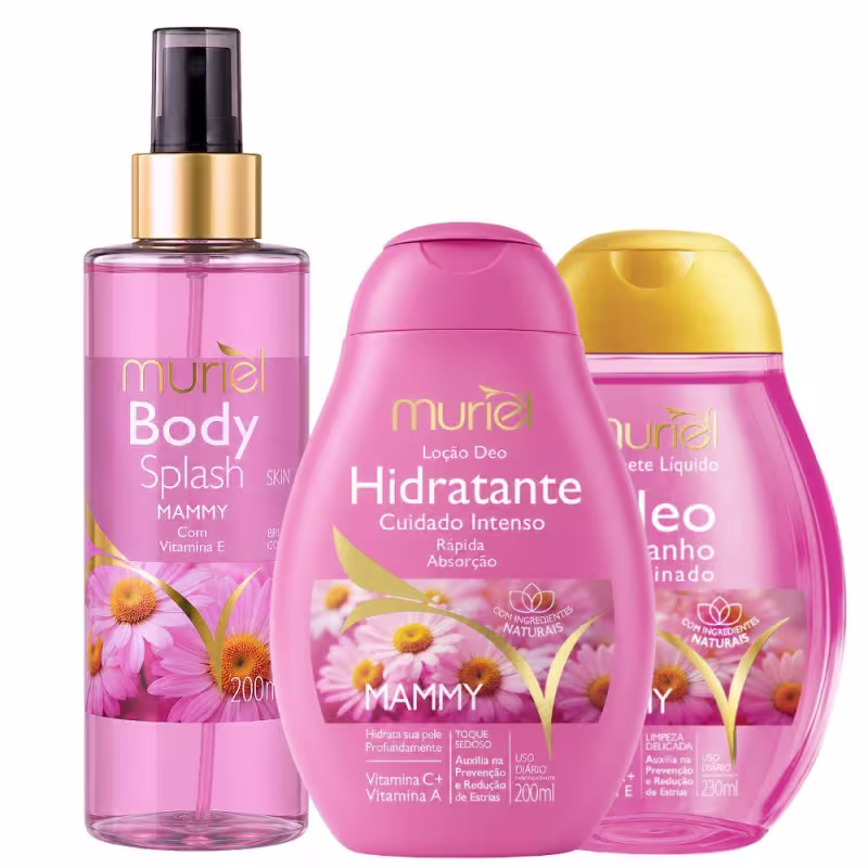Kit Completo Muriel Mammy: Body Splash, Loção Hidratante 200ml e Óleo De Banho Mammy 230ml
