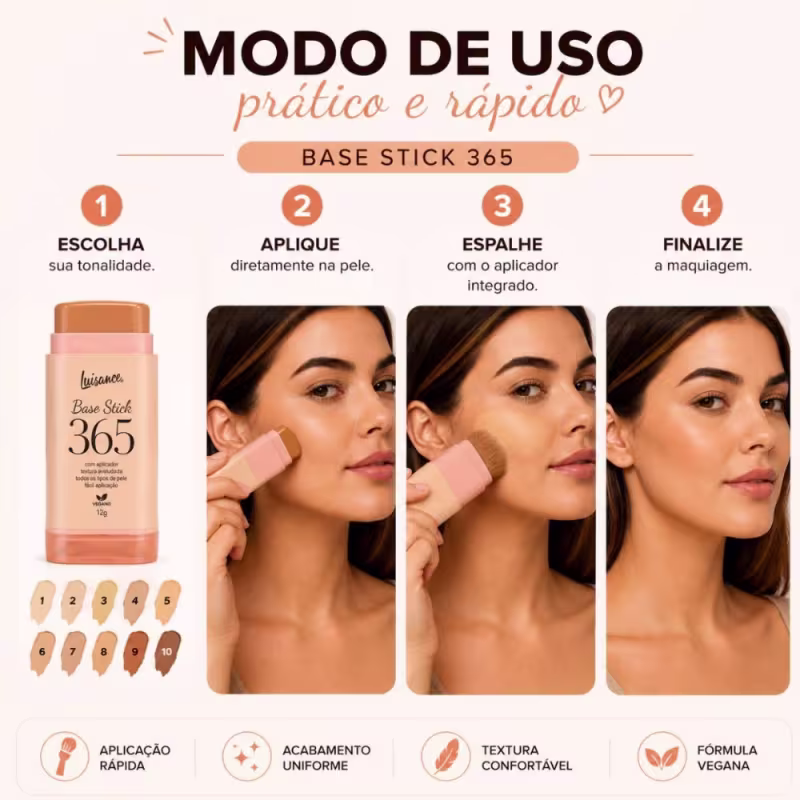 Base Stick Luisance 365 Com Aplicador 12g Baunilha